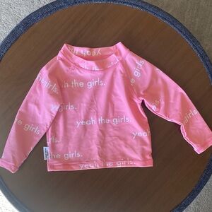 Tiny Tribe Kids Pink & White Rashguard with 'Yeah the Girls' Print. Size 9-12 mo